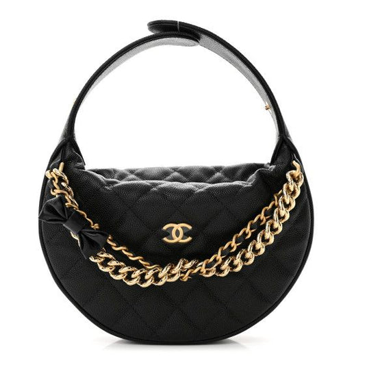 Chanel Quilted Bow Pouch Hobo Bag