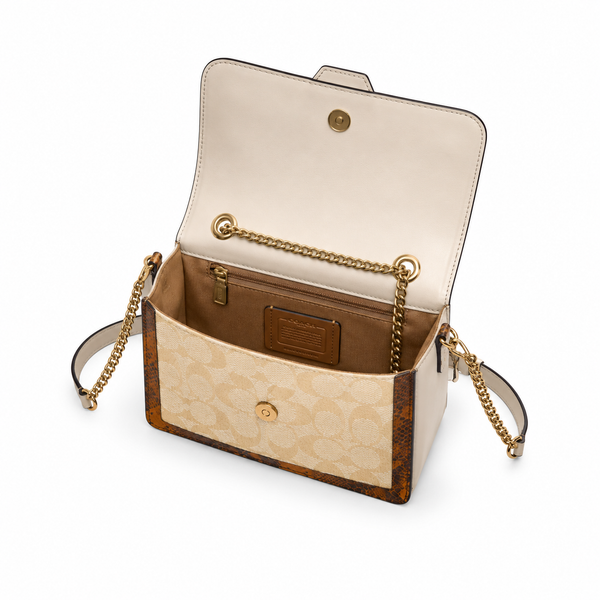 Coach Klare Crossbody Bag in Blocked Signature Canvas with Snake Print (Chalk/Khaki)