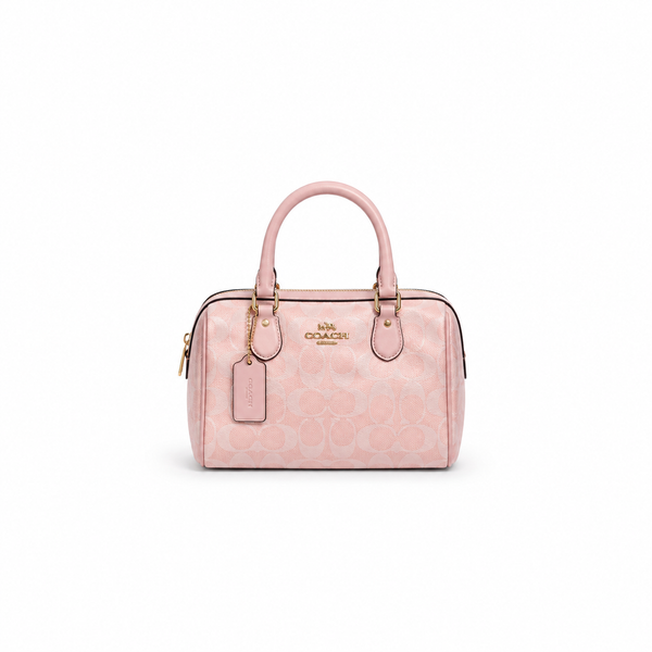 Coach Rowan Satchel – Blush Pink Signature Canvas