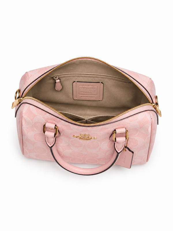 Coach Rowan Satchel – Blush Pink Signature Canvas