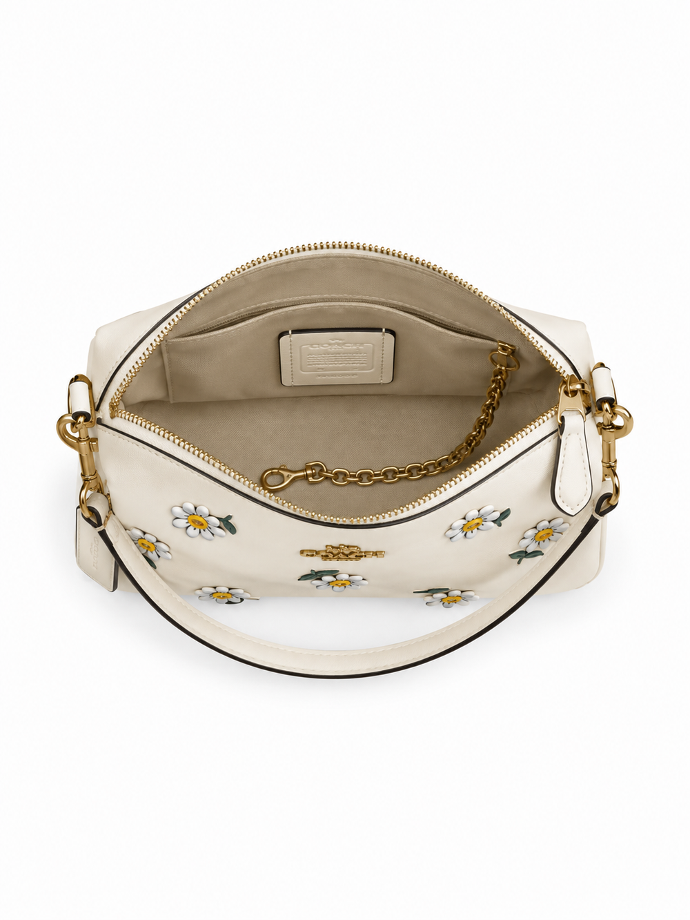 Coach Nolita Shoulder Bag – Chalk Leather with Daisy Appliqué