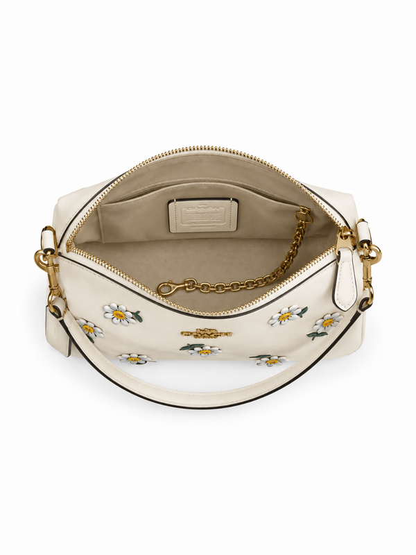 Coach Nolita Shoulder Bag – Chalk Leather with Daisy Appliqué