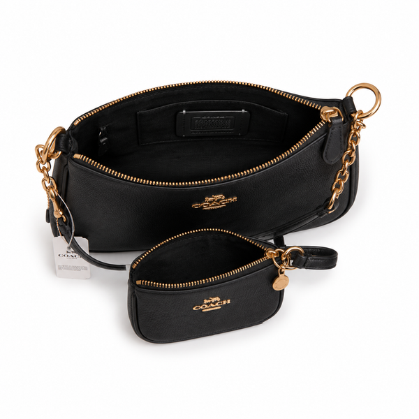 Coach Teri Shoulder Bag Set in Black Leather