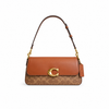 Coach Tabby Shoulder Bag – Khaki Signature Canvas with Cognac Leather