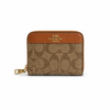 Coach Zip Around Wallet – Khaki Signature Canvas with Saddle Trim