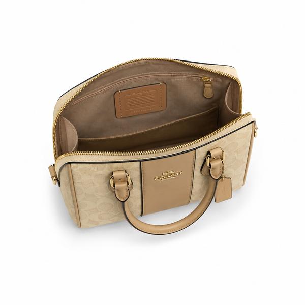 Coach Rowan Satchel – Light Khaki Signature Canvas