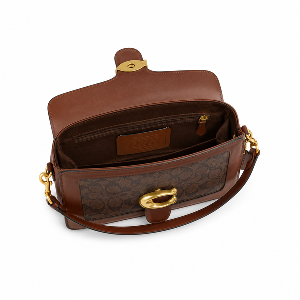 Coach Tabby Shoulder Bag – Saddle Brown Leather & Signature Canvas