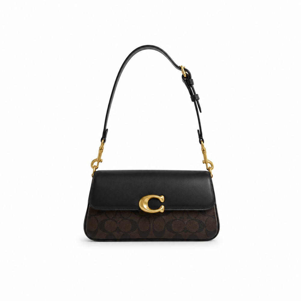 Coach Tabby Shoulder Bag – Signature Canvas with Black Leather Trim