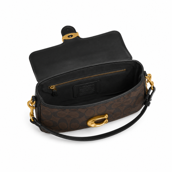 Coach Tabby Shoulder Bag – Signature Canvas with Black Leather Trim