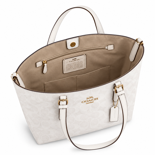 Coach Mercer Tote – Chalk Signature Canvas
