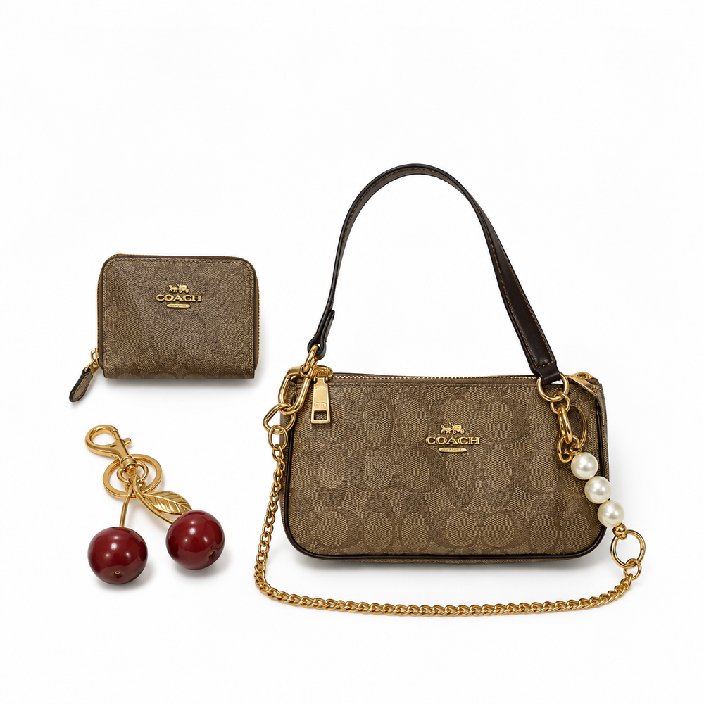Coach Nolita Mini Bag & Zip Card Case Set with Cherry Charm
