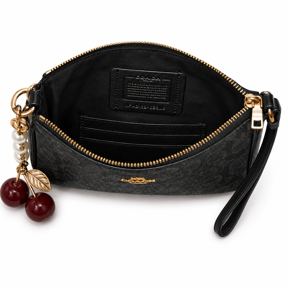 Coach Nolita Wristlet & Zip Card Case Set with Cherry Charm