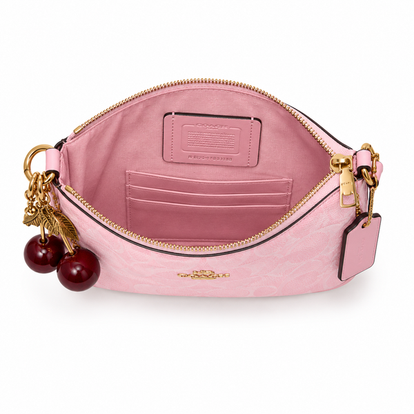 Coach Nolita 19 Bag with Cherry Charm in Signature Canvas (Pink) + Matching Mini Pouch