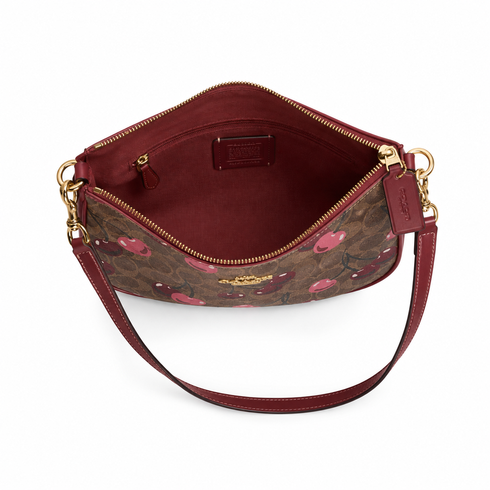 Coach Teri Shoulder Bag in Signature Canvas with Heart Cherry Print