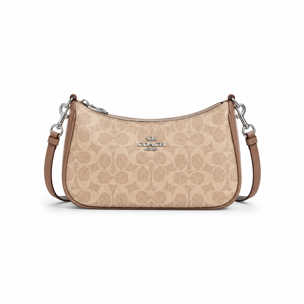 Coach Signature Canvas Crescent Shoulder Bag