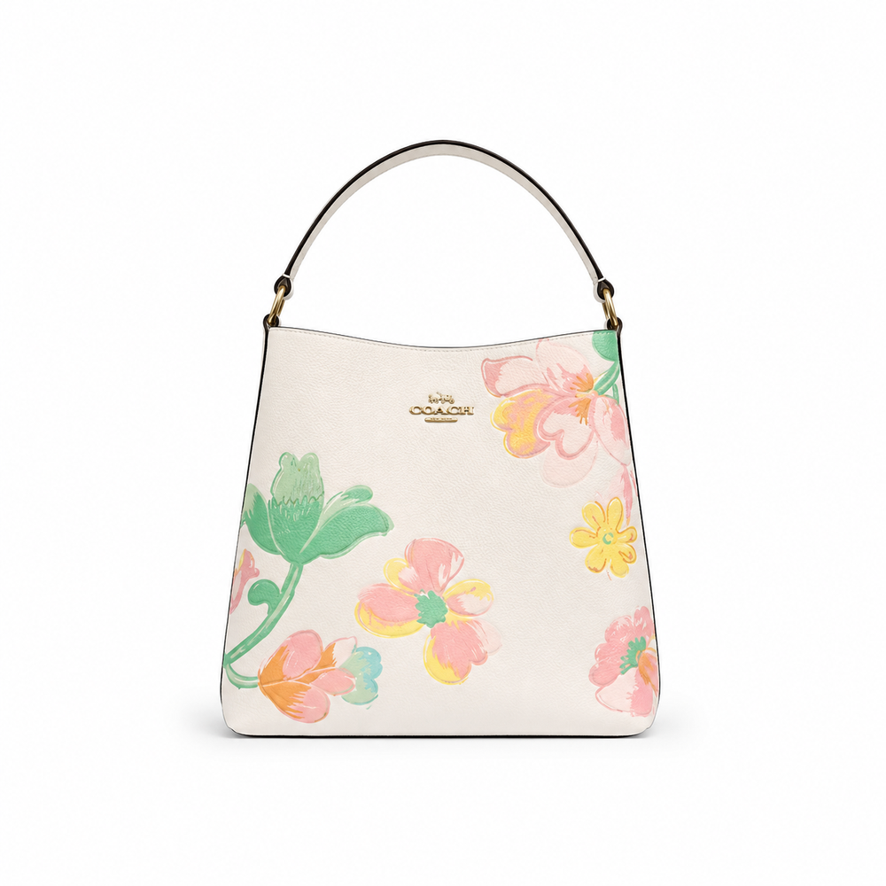 Coach Chalk Floral Print Hobo Bag with Leather Top Handle