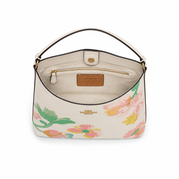 Coach Chalk Floral Print Hobo Bag with Leather Top Handle