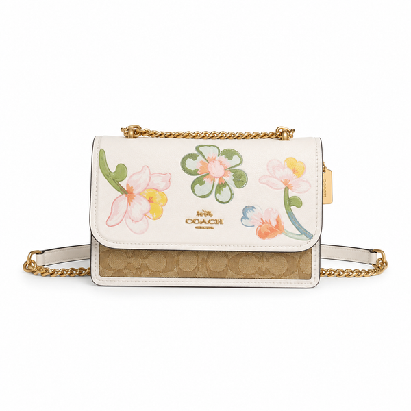 Coach Klare Crossbody Bag in Blocked Signature Canvas with Floral Print