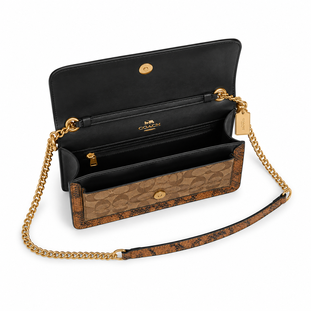 Coach Klare Crossbody Bag in Blocked Signature Canvas with Snake Print