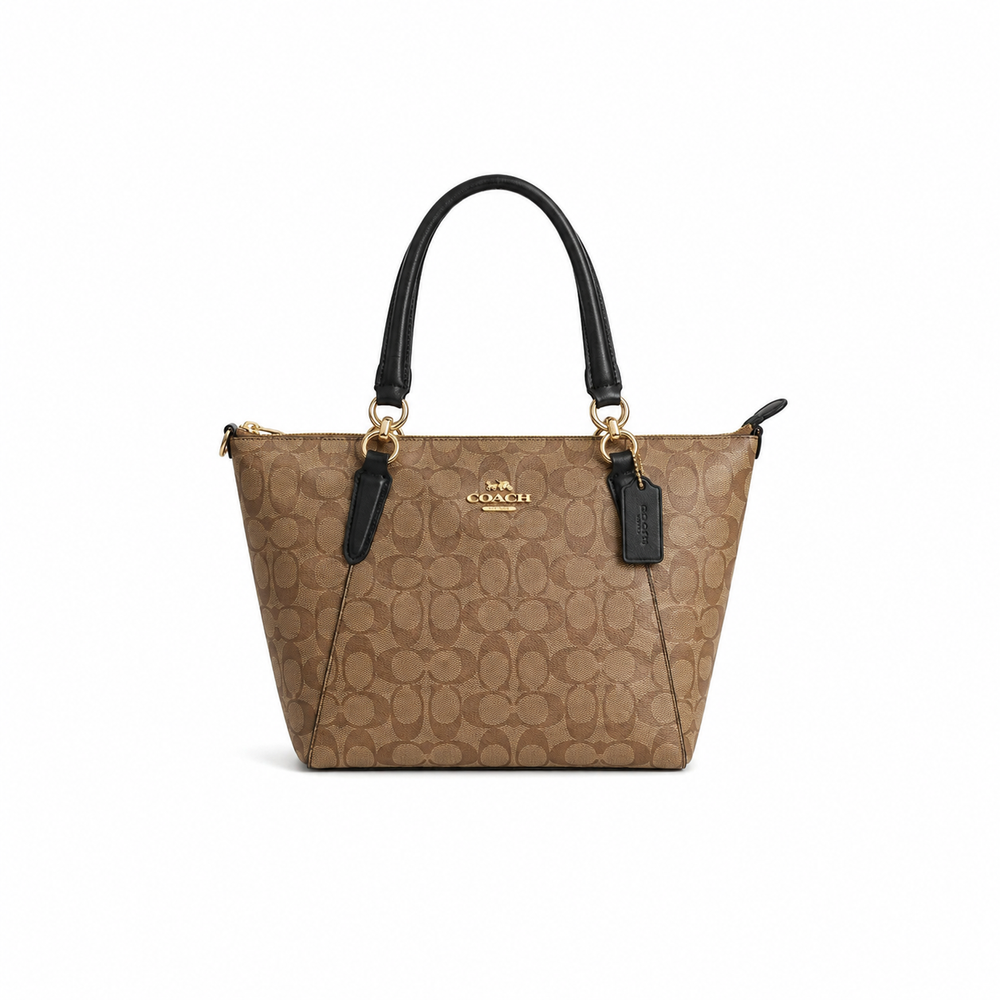 Coach Ava Tote in Signature Canvas (Khaki/Black)