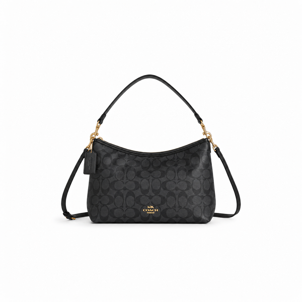 Coach Signature Canvas Shoulder Bag (Black) with Adjustable Strap