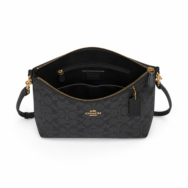 Coach Signature Canvas Shoulder Bag (Black) with Adjustable Strap