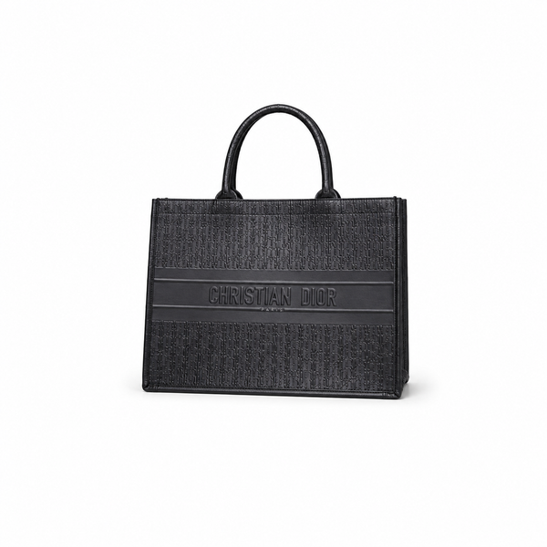 Dior Book Tote – Black Textured Leather