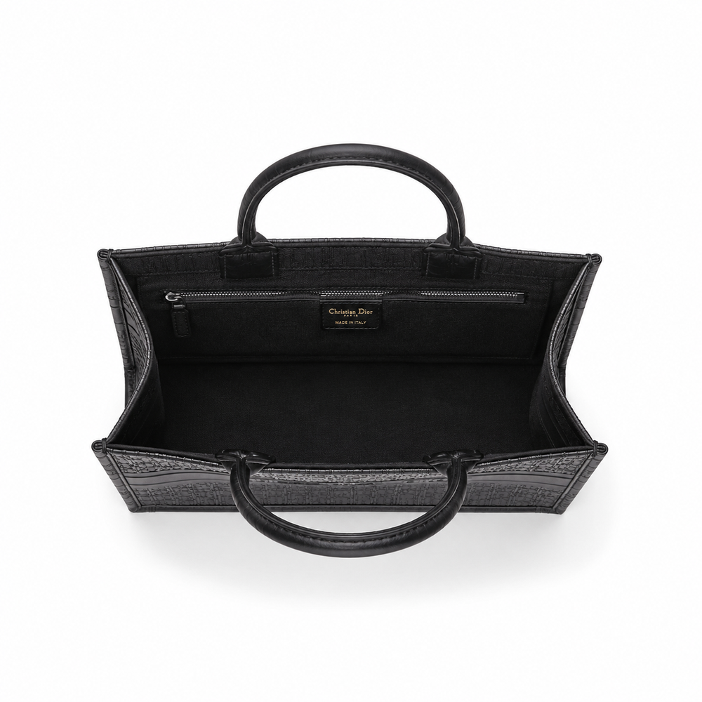 Dior Book Tote – Black Textured Leather
