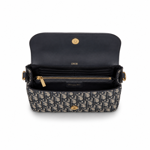 Dior Messenger Bag – Navy Oblique Jacquard with Embossed Logo Flap
