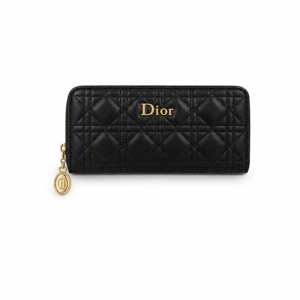 Dior Zip Around Wallet – Black Cannage Leather