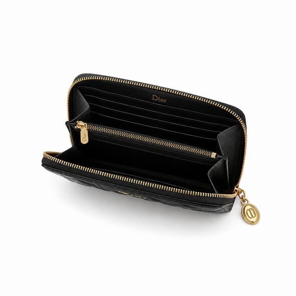 Dior Zip Around Wallet – Black Cannage Leather