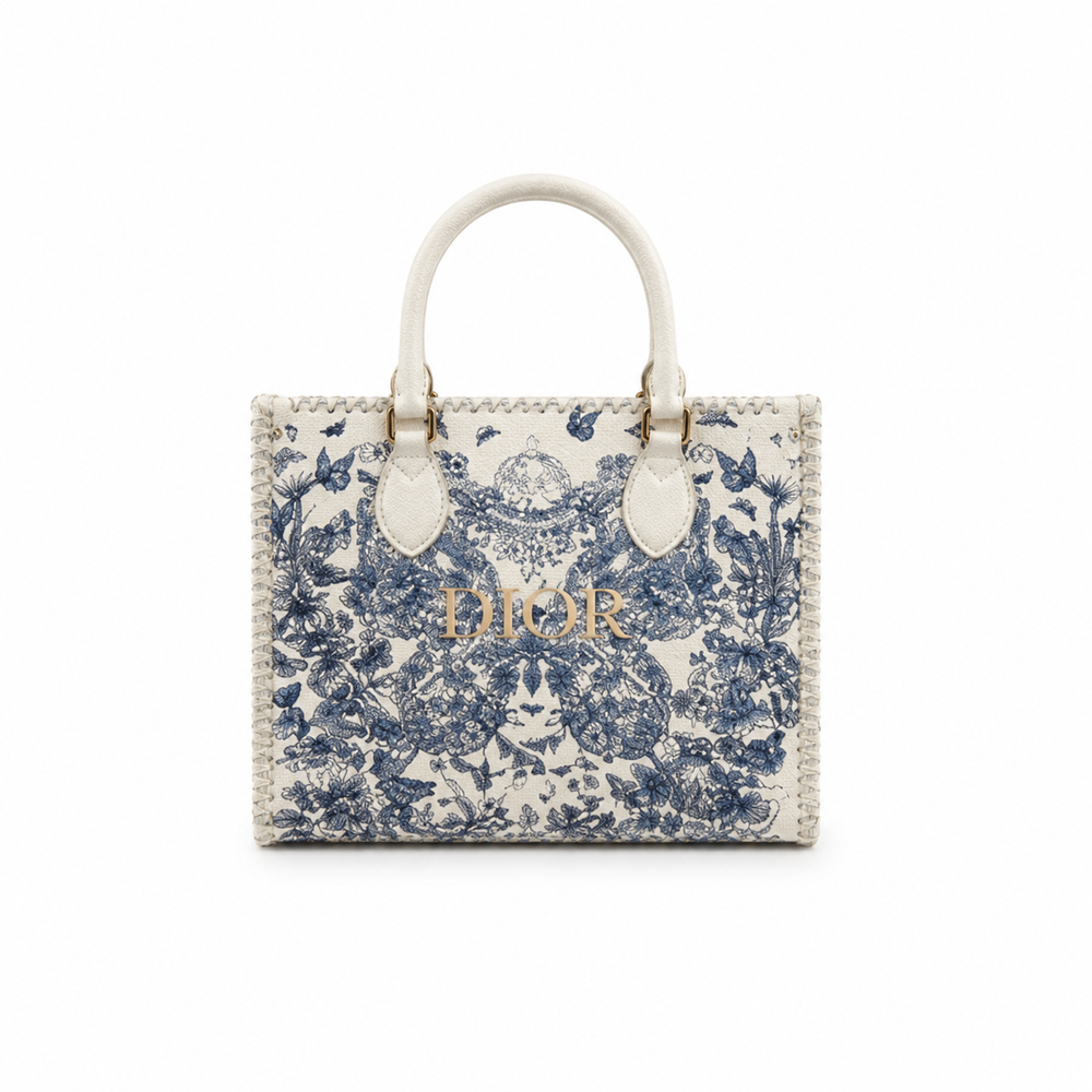 Dior Small Bag – Ivory & Blue Butterfly Toile Print