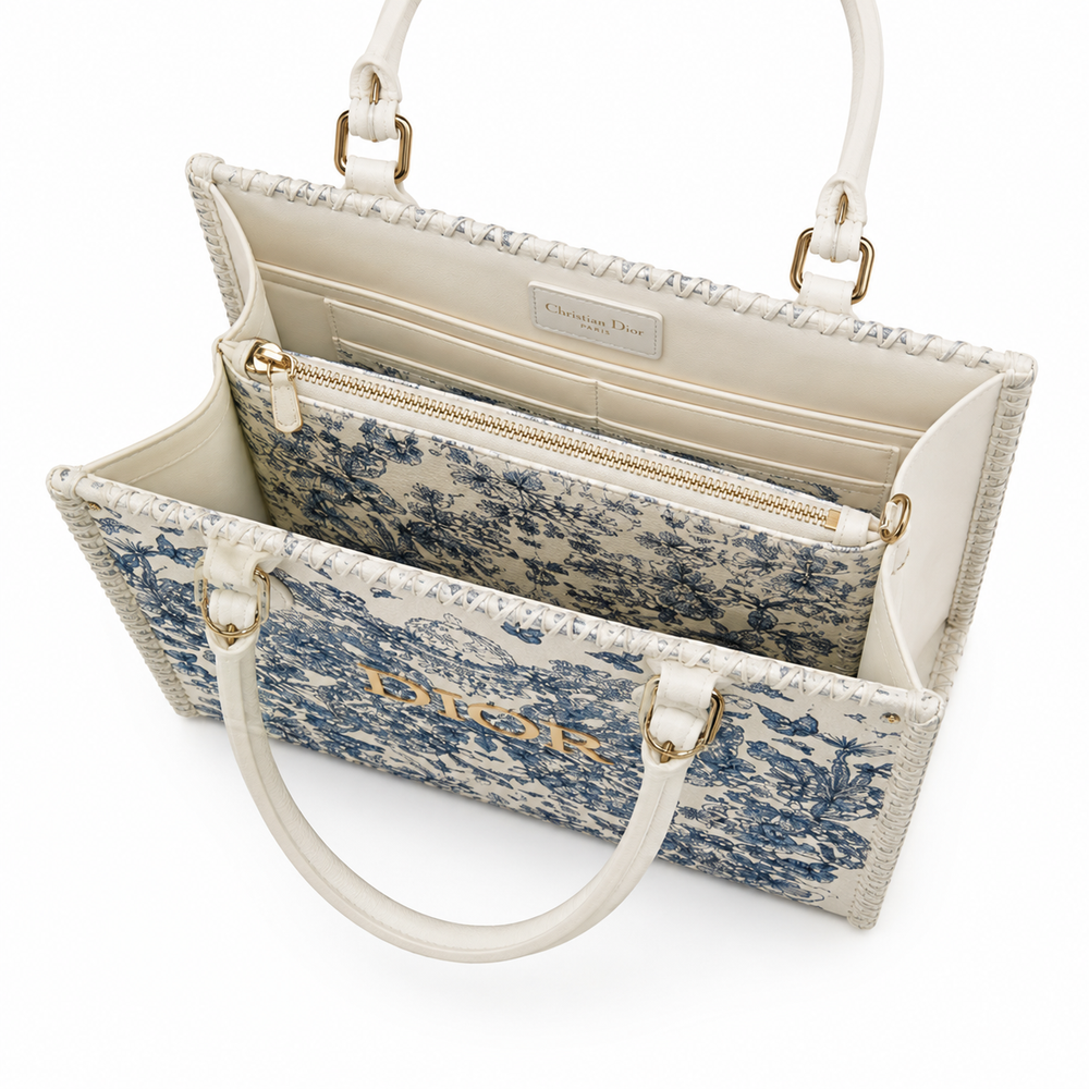 Dior Small Bag – Ivory & Blue Butterfly Toile Print