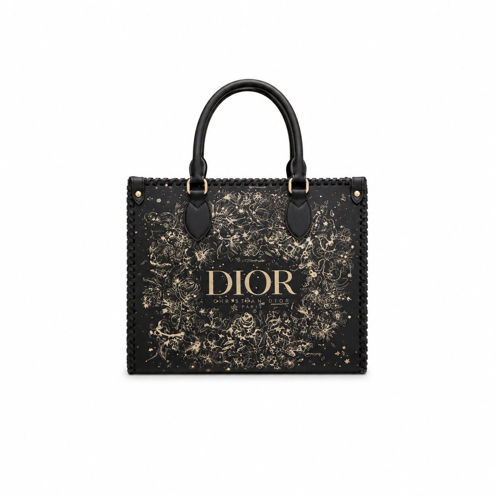 Dior Small Bag – Black & Gold Celestial Floral Print