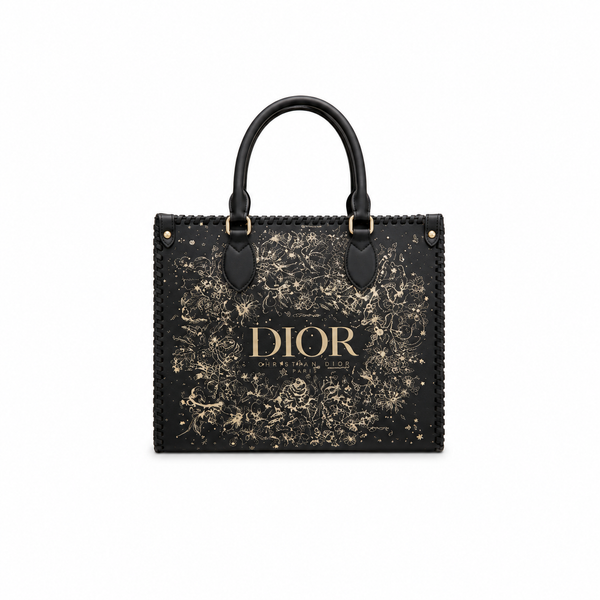 Dior Small Bag – Black & Gold Celestial Floral Print