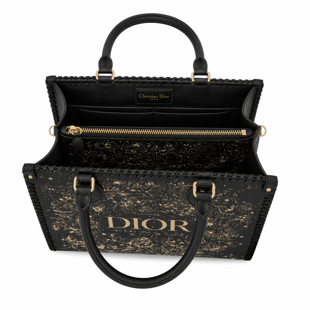 Dior Small Bag – Black & Gold Celestial Floral Print