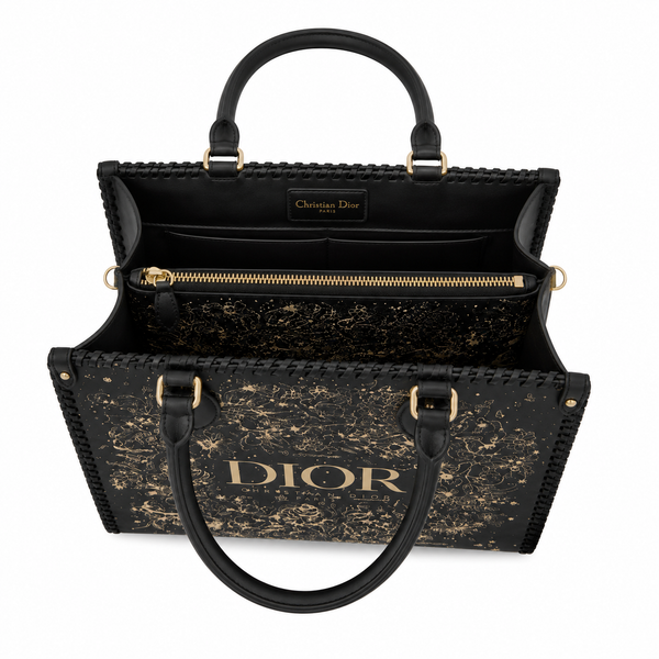 Dior Small Bag – Black & Gold Celestial Floral Print