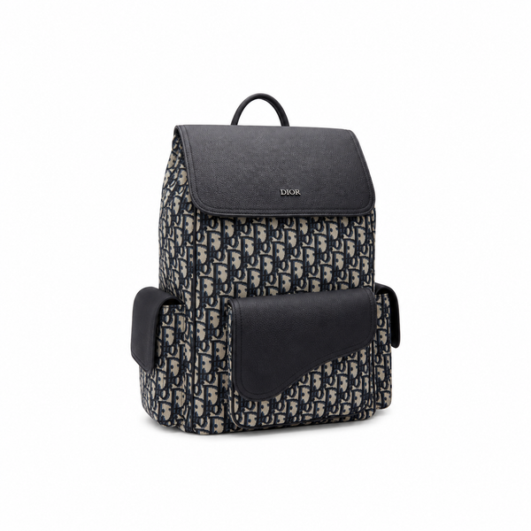 Dior Rider Backpack – Black Oblique Jacquard with Flap Pockets
