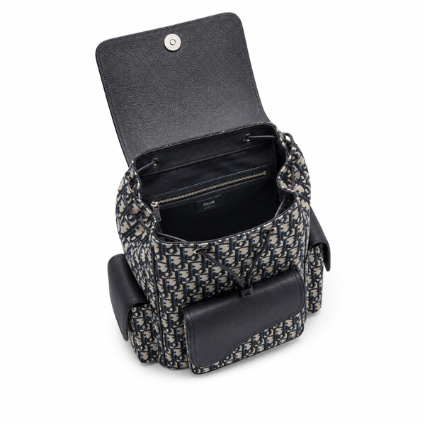 Dior Rider Backpack – Black Oblique Jacquard with Flap Pockets