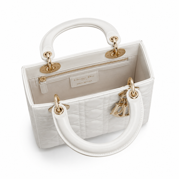 Lady D-Lite Bag – White Cannage Leather