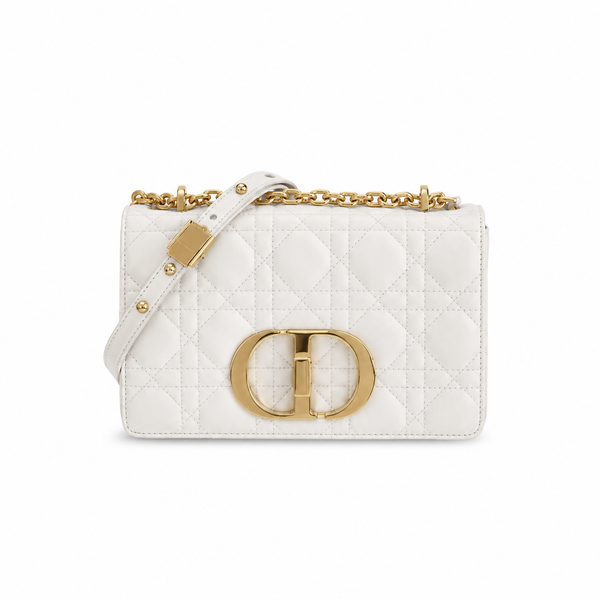 Christian Dior Small Dior Caro Bag in White Cannage Lambski