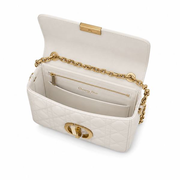 Christian Dior Small Dior Caro Bag in White Cannage Lambski