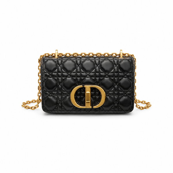 Christian Dior Small Dior Caro Bag in Black Cannage Lambskin