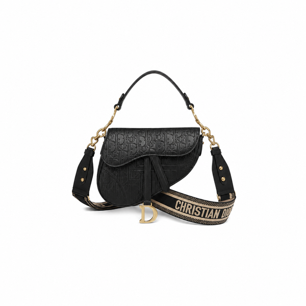 Dior Saddle Bag – Black Oblique Embossed Leather