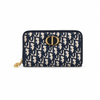 Dior Zip Around Wallet – Navy Oblique Jacquard with "CD" Clasp