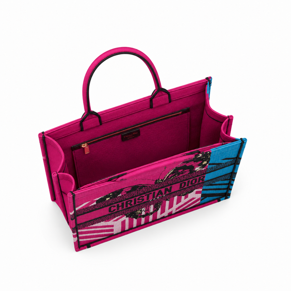 Dior Book Tote – Fuchsia Butterfly Print Canvas