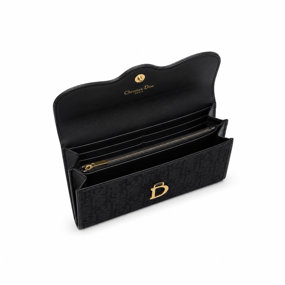 Dior Saddle Wallet – Black Oblique Jacquard