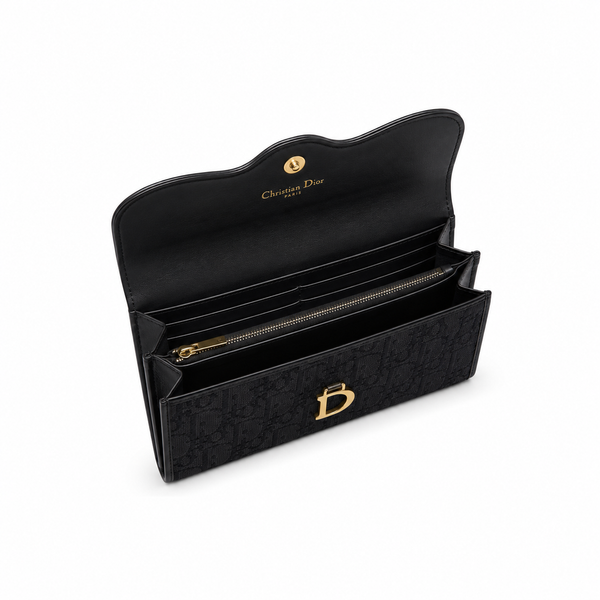 Dior Saddle Wallet – Black Oblique Jacquard