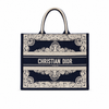Dior Book Tote – Navy Baroque Embroidered Canvas