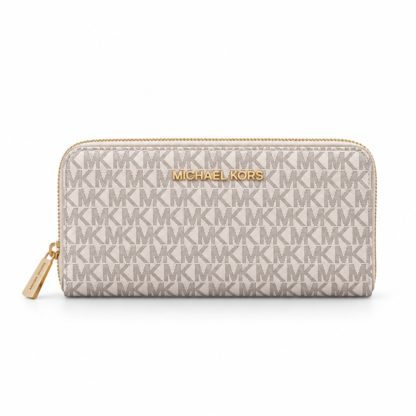 MK Signature Continental Wallet – Vanilla/Black
